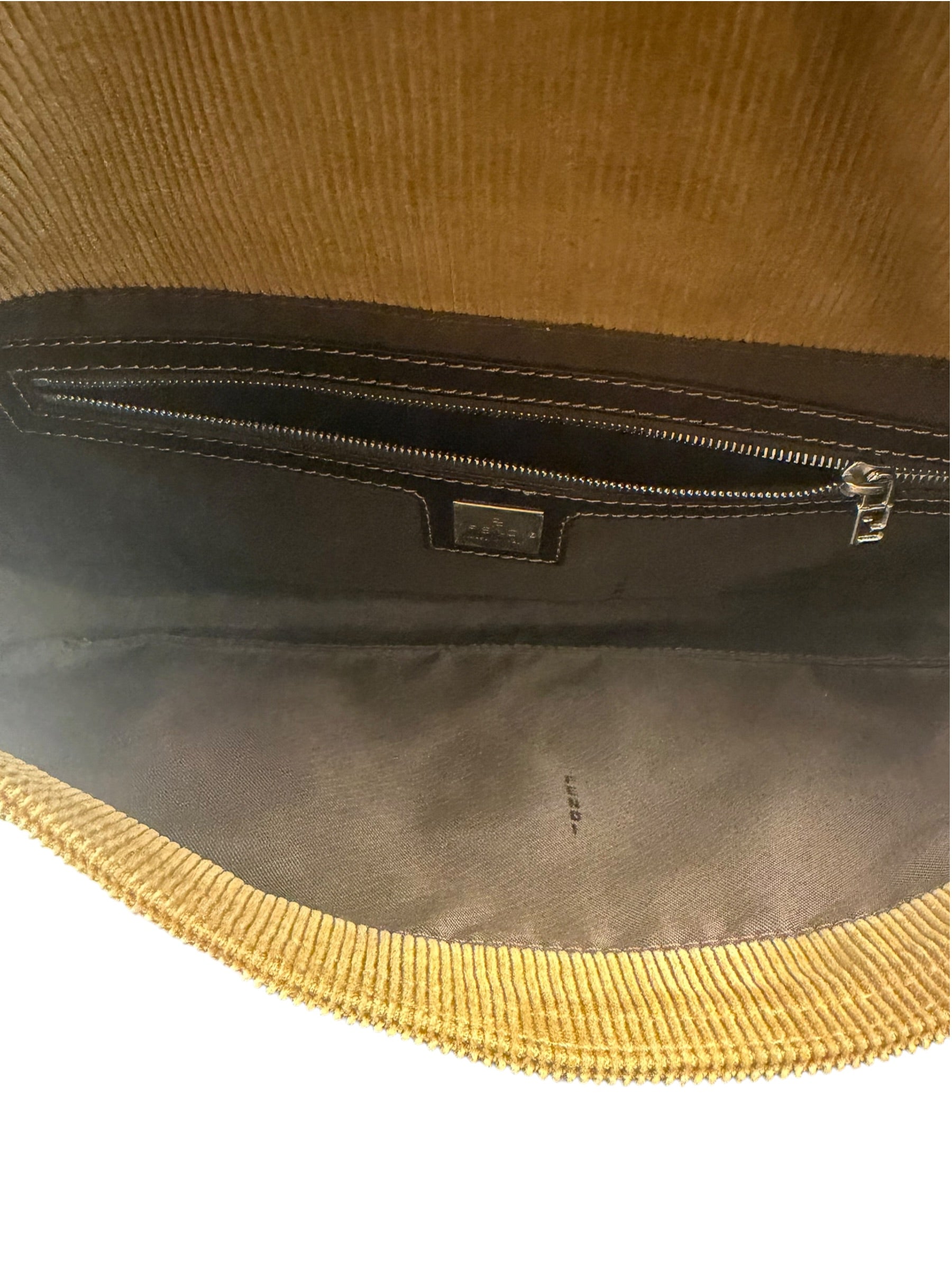 Fendi Brown Corduroy Baguette Shoulder Bag
