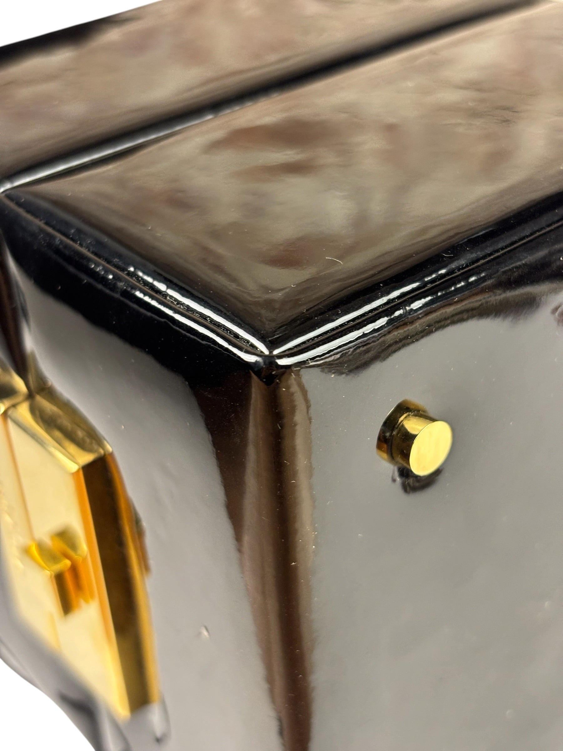YSL Patent Jerry Cube Box Clutch