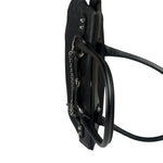 Gucci Black Leather Trim GG Horsebit Chain Shoulder Bag