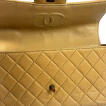 Chanel Beige Quilted Lambskin Tortoiseshell Chain Flap 1996