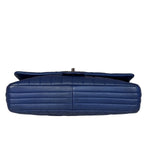 Chanel Blue Metallic Calf-Skin Chain Flap Bag 2014