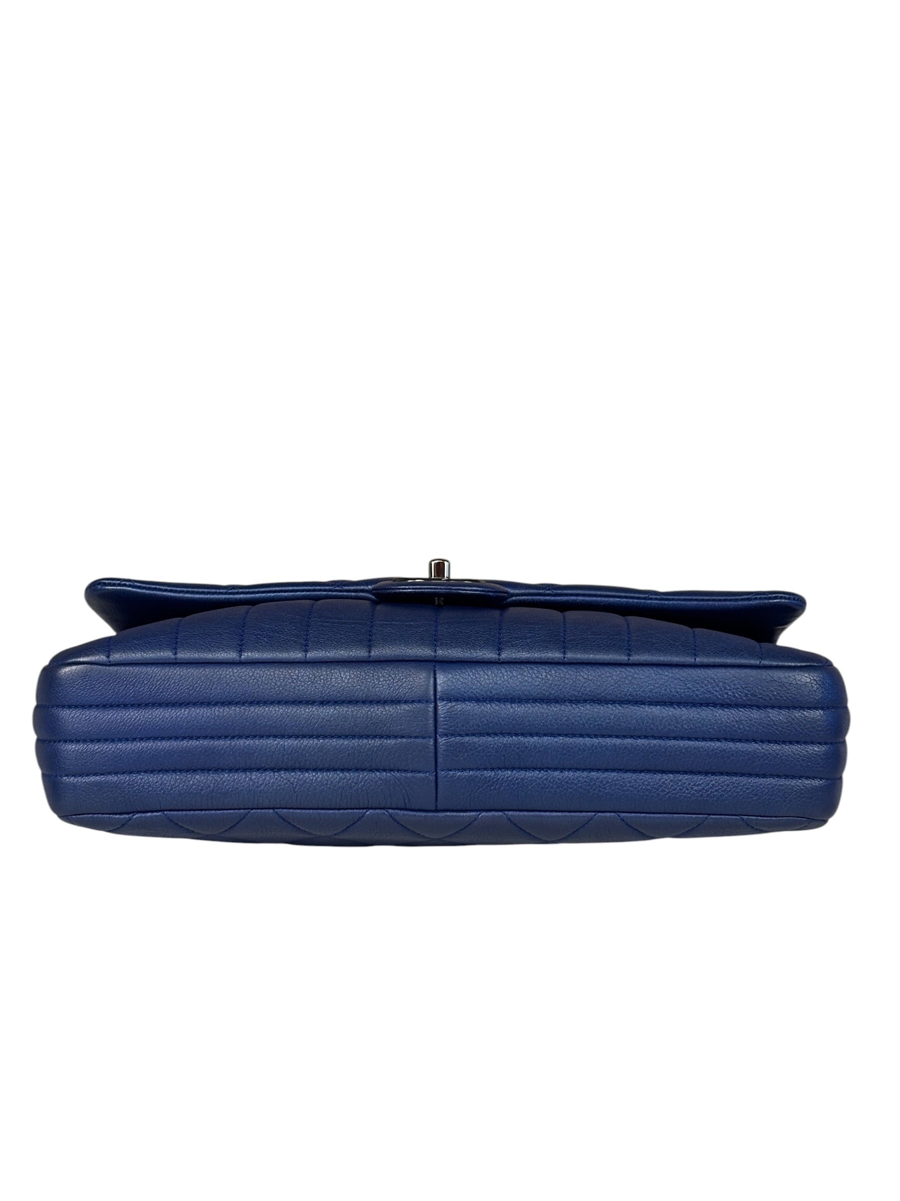 Chanel Blue Metallic Calf-Skin Chain Flap Bag 2014