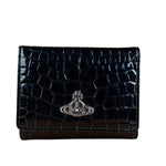 Vivienne Westwood Black Patent Croc Embossed Compact Wallet