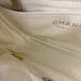 Chanel White Leather/Canvas Pearl Crossbody Flap 2003