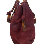 Chanel Bordeaux Suede Tortoise Chain Shoulder Bag '97-'99