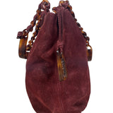 Chanel Bordeaux Suede Tortoise Chain Shoulder Bag '97-'99