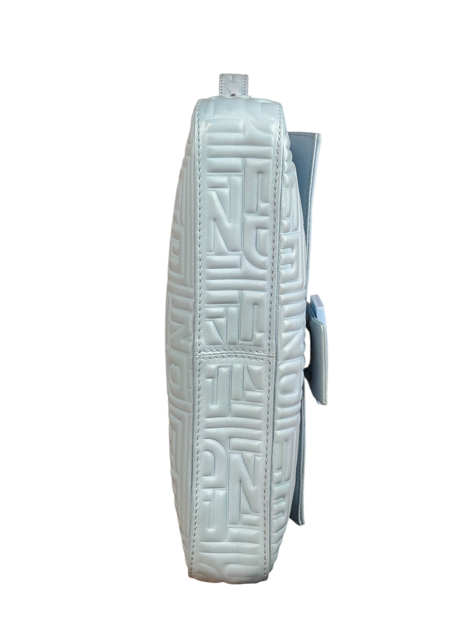 Fendi Blue Embossed Leather FF Baguette