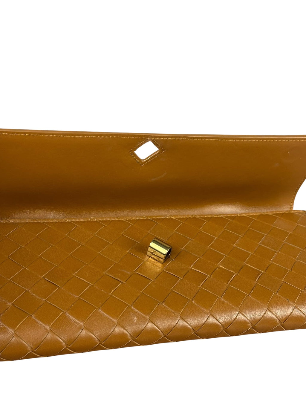 Bottega Veneta Caramel Leather Intrecciato Adiamo Clutch
