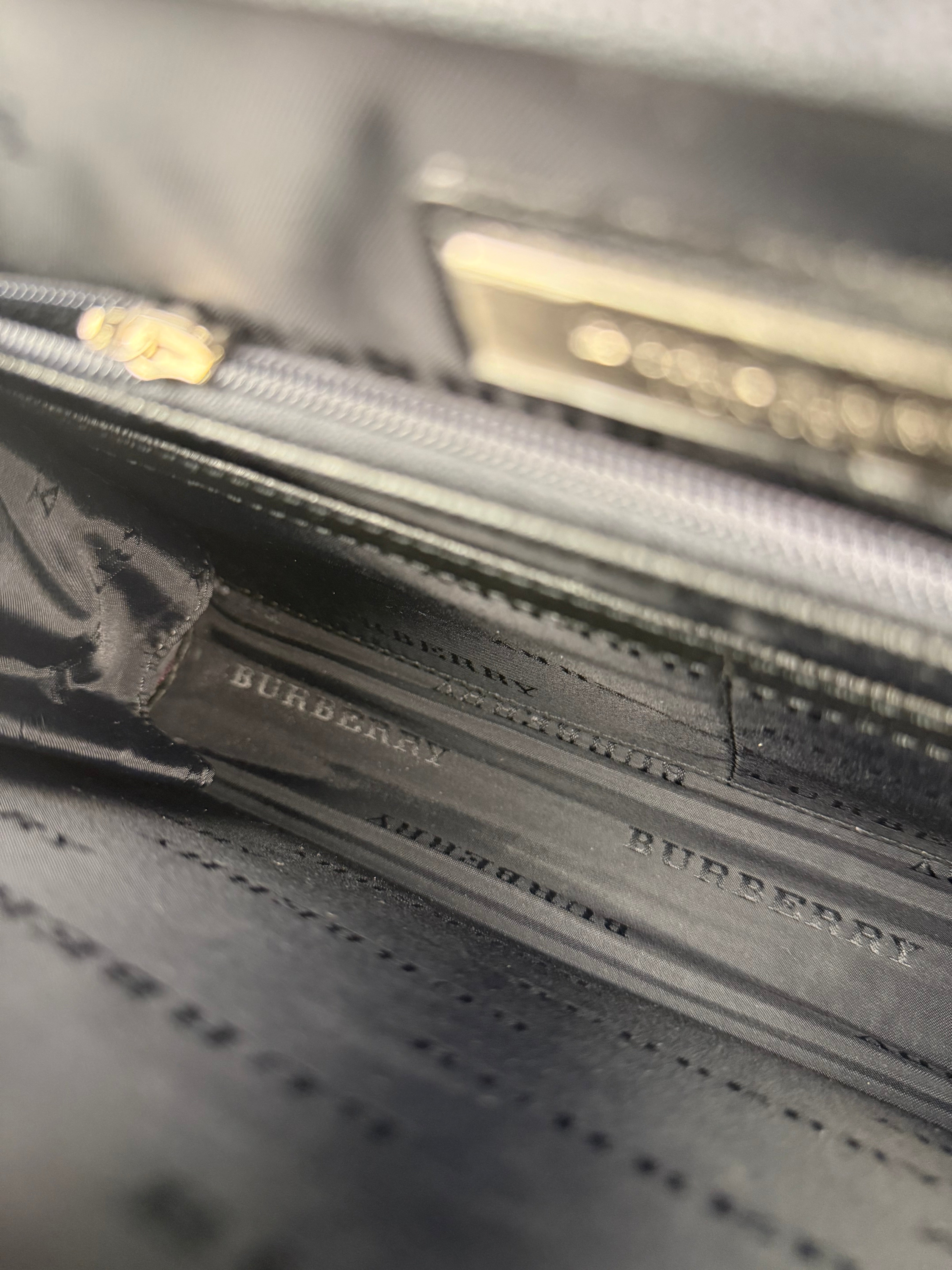 Burberry Black Leather Zip Clutch Pouch
