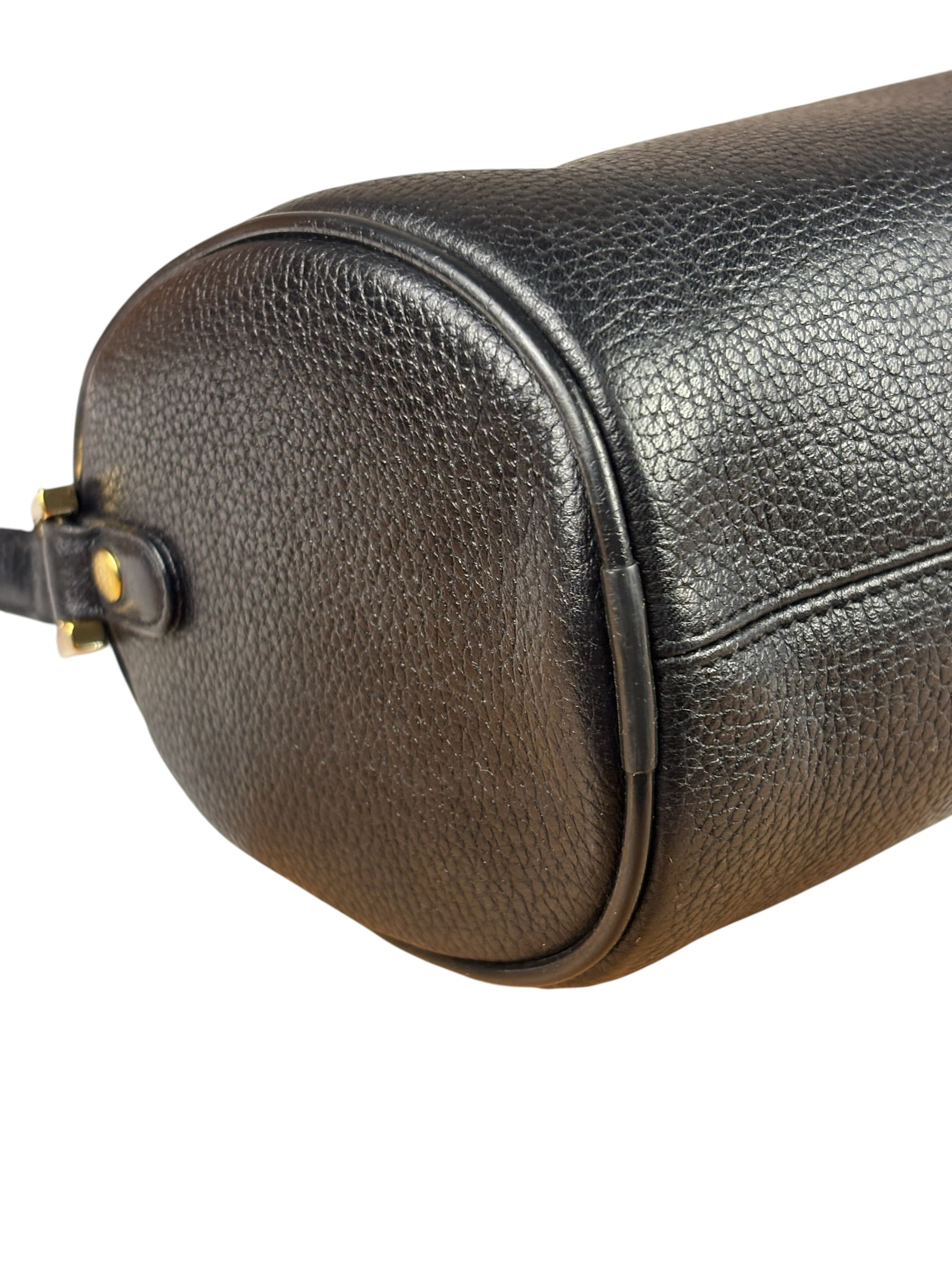 MCM Vintage Black Pebbled Leather Bowler Pochette