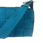 Bottega Veneta Teal Blue Intrecciato Cassette Flap Crossbody Bag