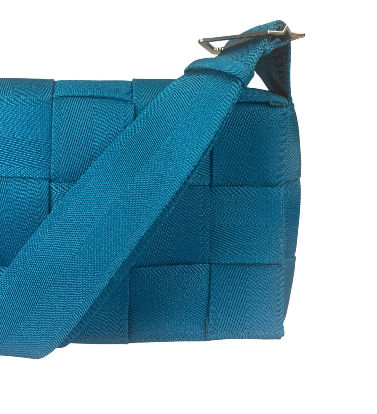 Bottega Veneta Teal Blue Intrecciato Cassette Flap Crossbody Bag
