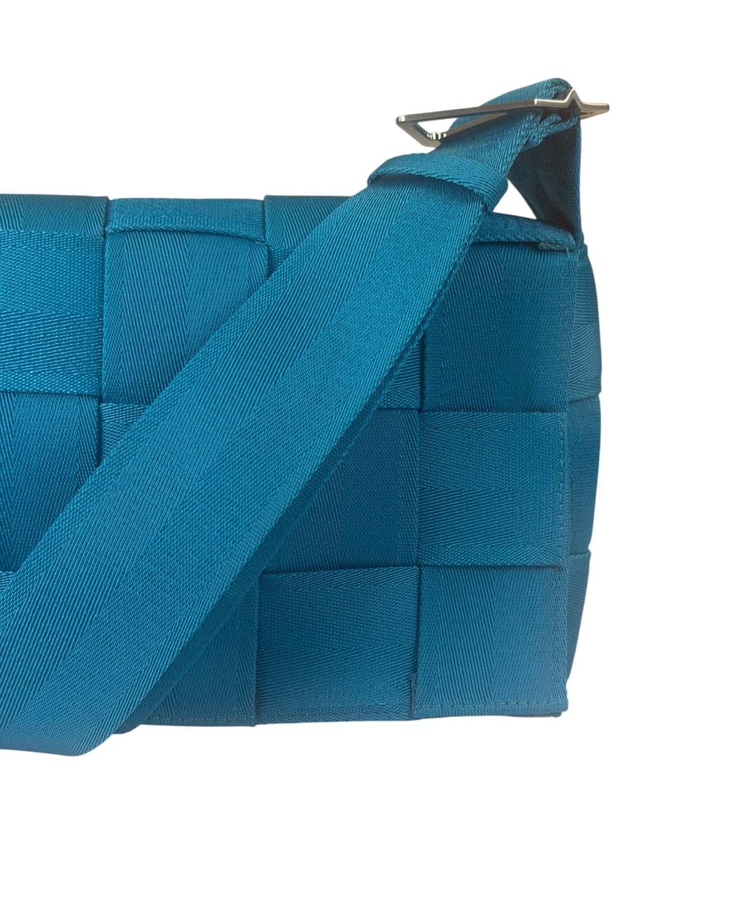 Bottega Veneta Teal Blue Intrecciato Cassette Flap Crossbody Bag