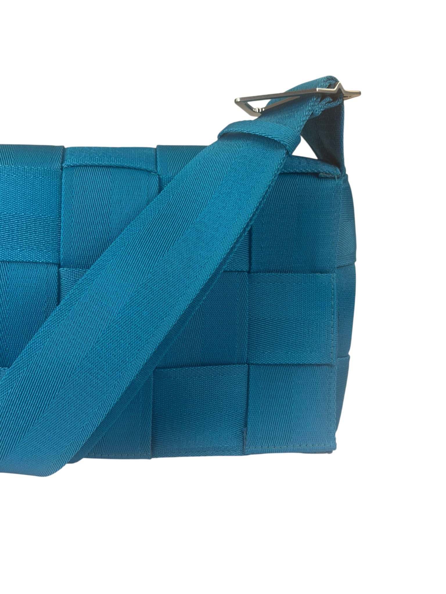 Bottega Veneta Teal Blue Intrecciato Cassette Flap Crossbody Bag