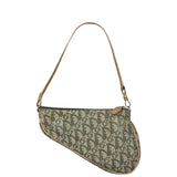 Christian Dior Vintage Olive Green Oblique Saddle Pochette