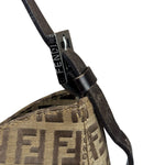 Fendi Brown Leather Trim Zucca Mamma Baguette