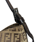 Fendi Brown Leather Trim Zucca Mamma Baguette