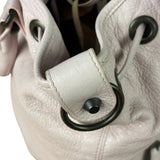 Balenciaga Baby Pink Leather Pompon Moto City 2Way Bucket Bag