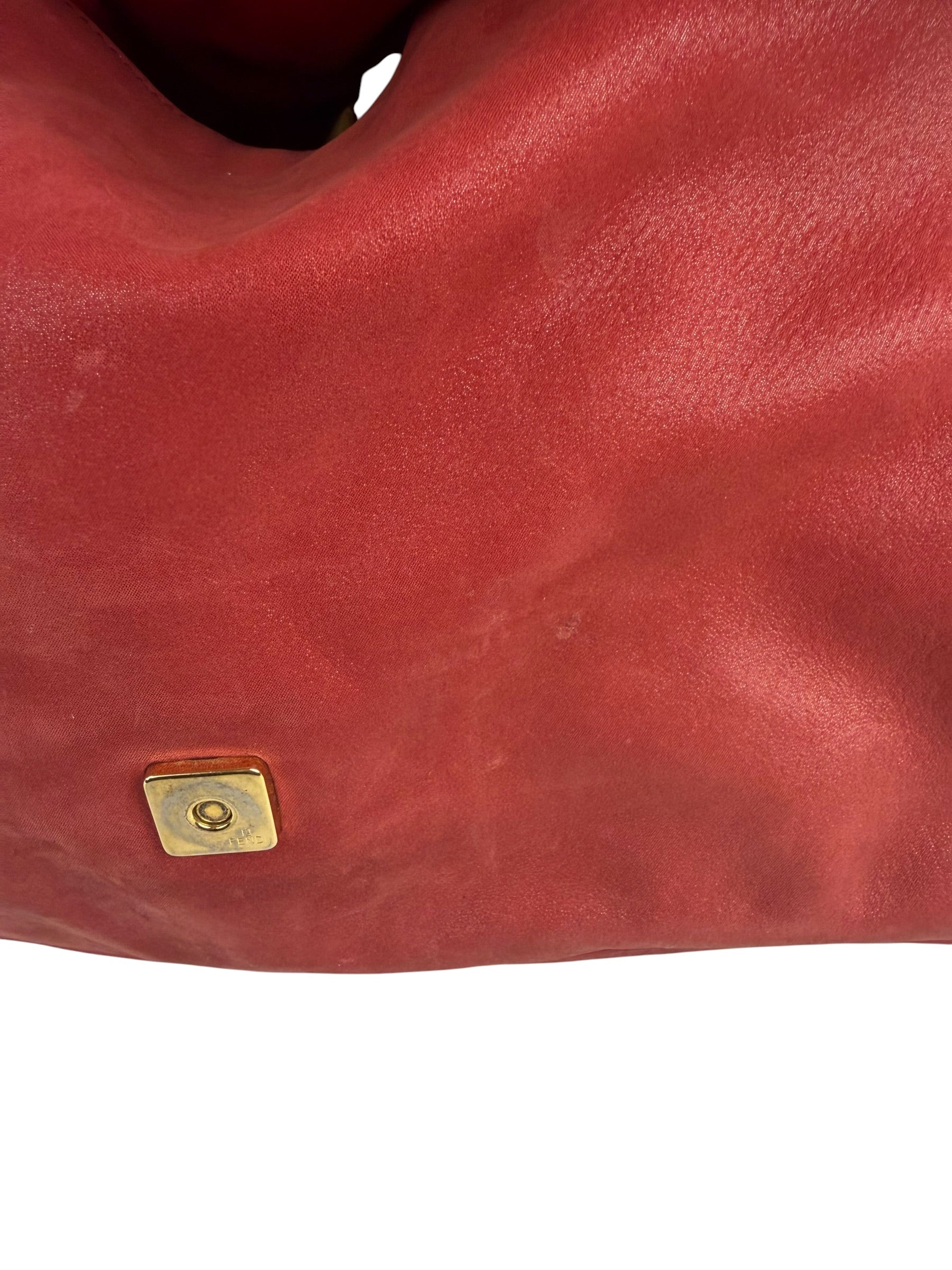 Fendi Red Leather Mamma Baguette Shoulder Bag