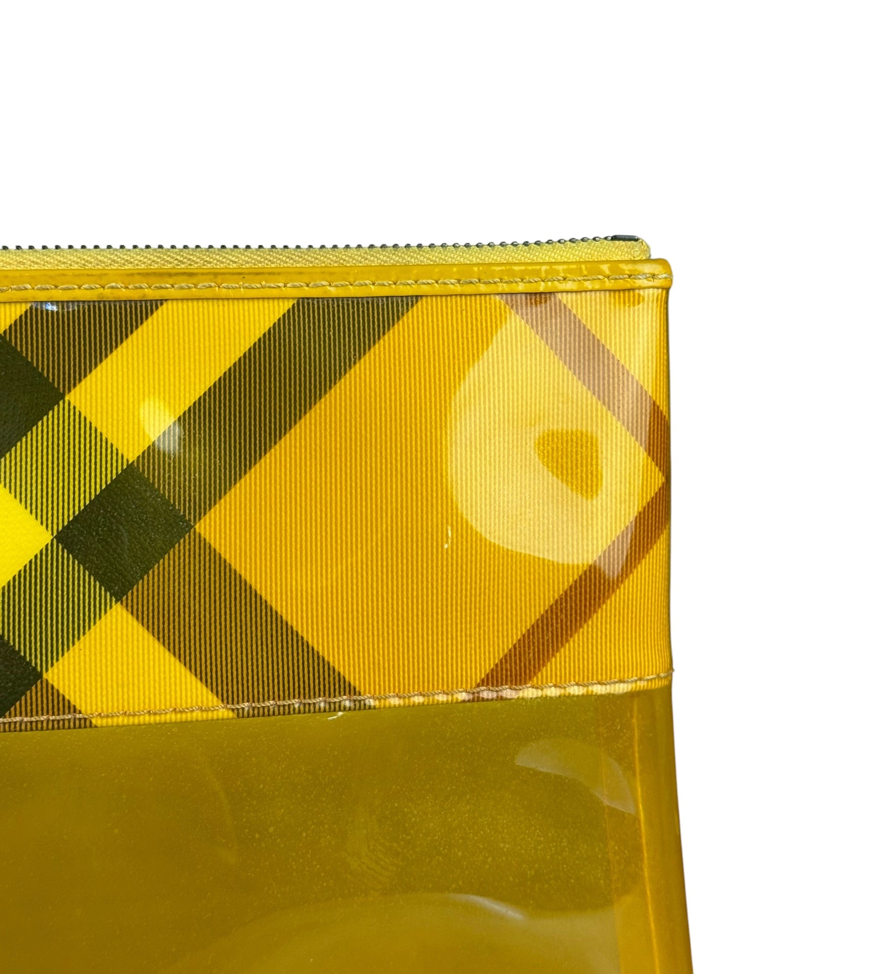 Burberry Yellow Vinyl Check Cosmetic Pouch