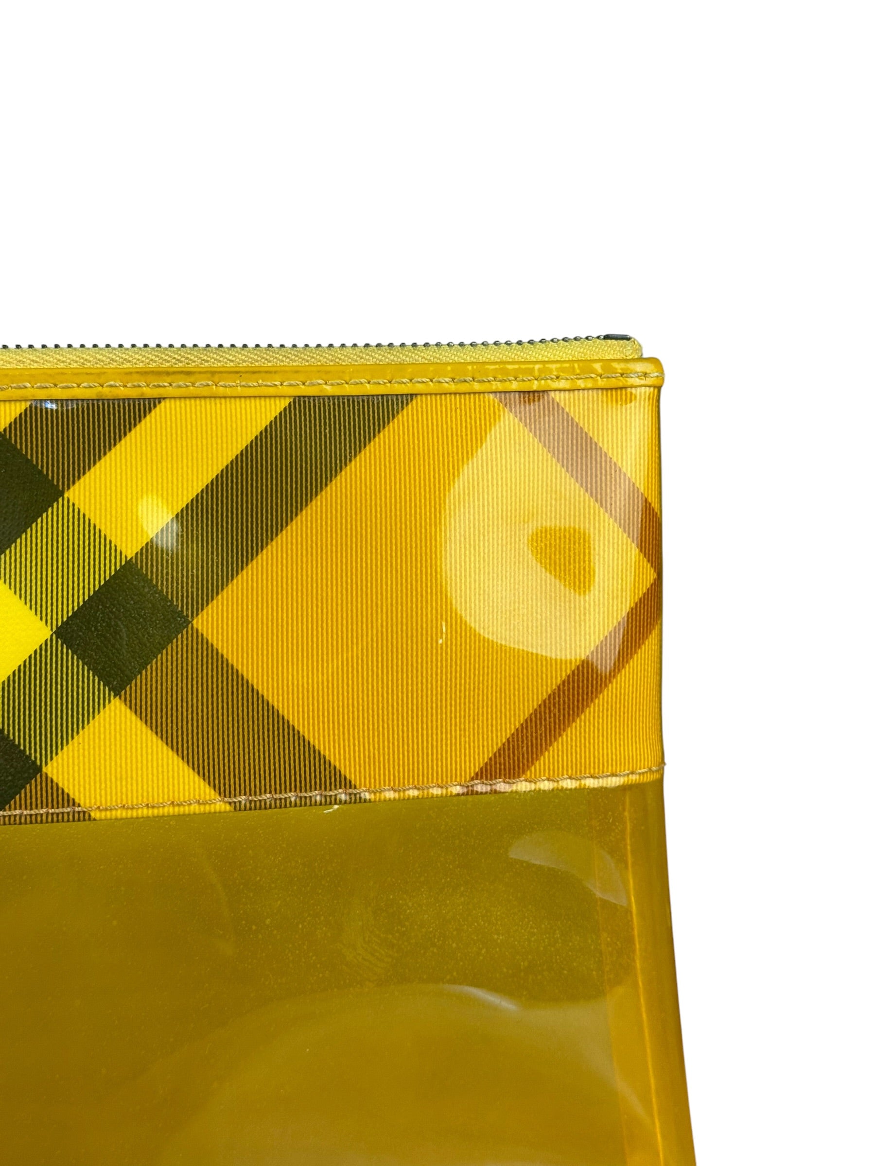 Burberry Yellow Vinyl Check Cosmetic Pouch