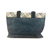 Burberry Vintage Blue Label Denim Nova Check Tote Bag