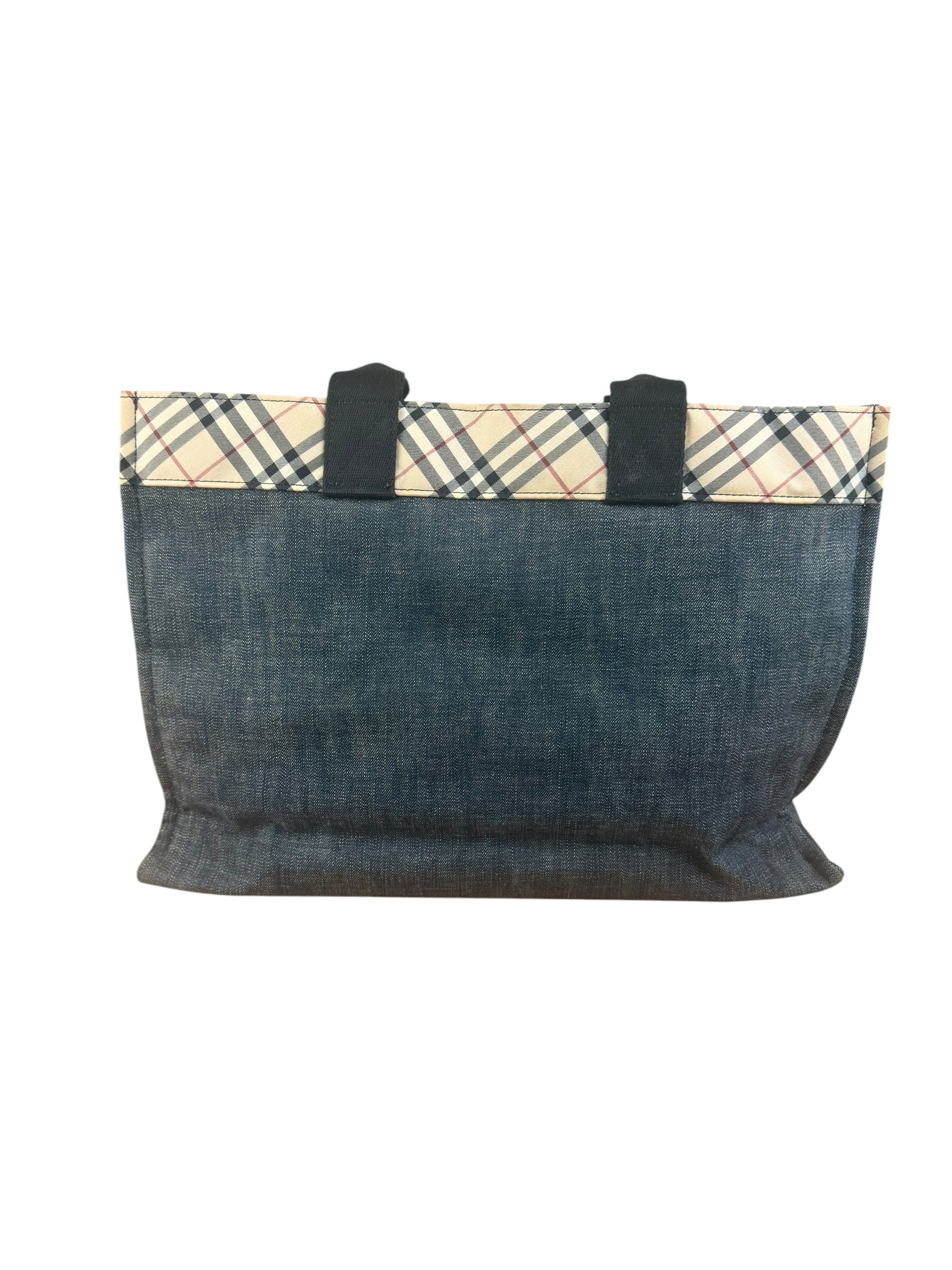 Burberry Vintage Blue Label Denim Nova Check Tote Bag