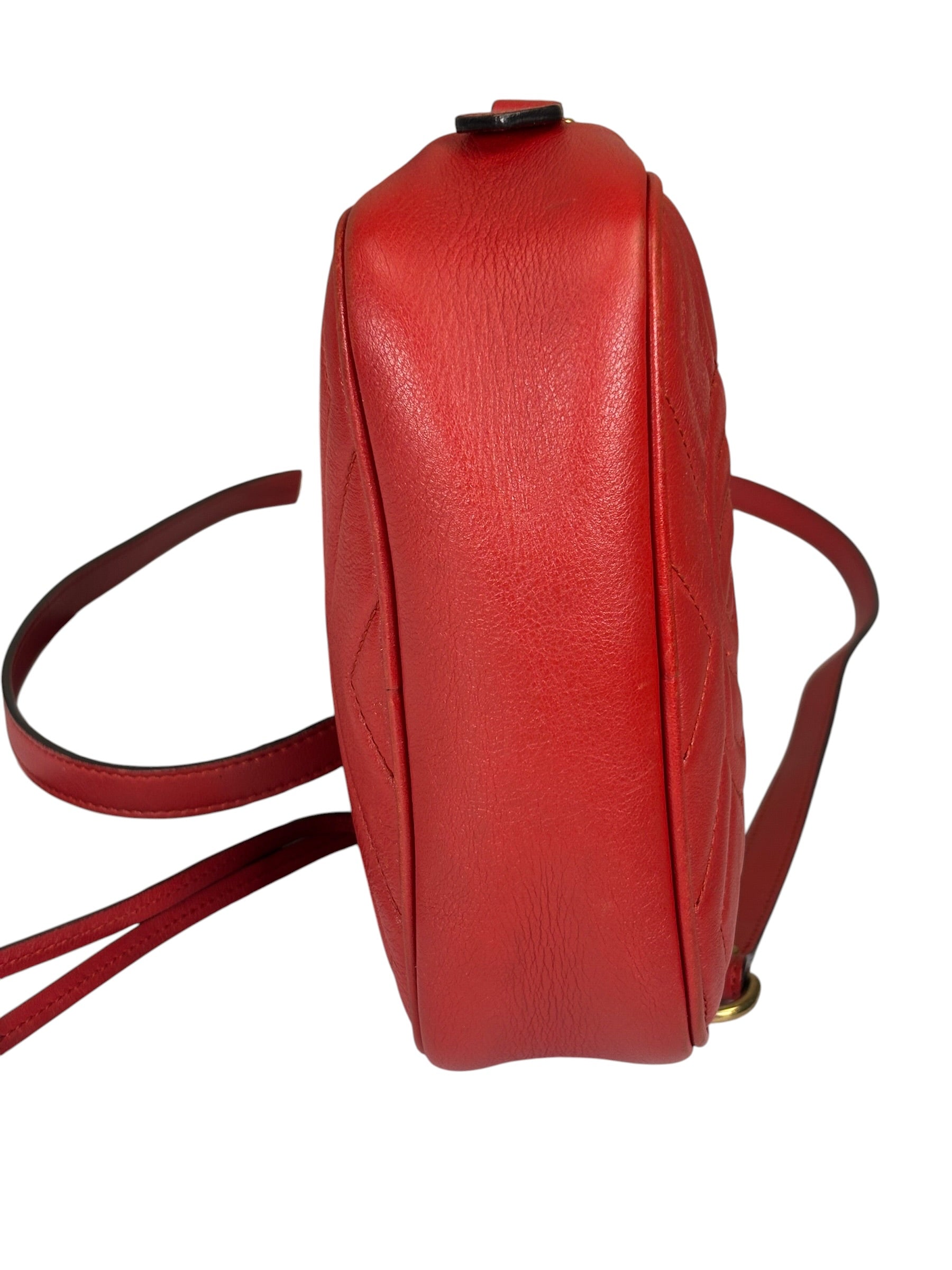 Gucci Red Leather Marmont Small Camera Bag