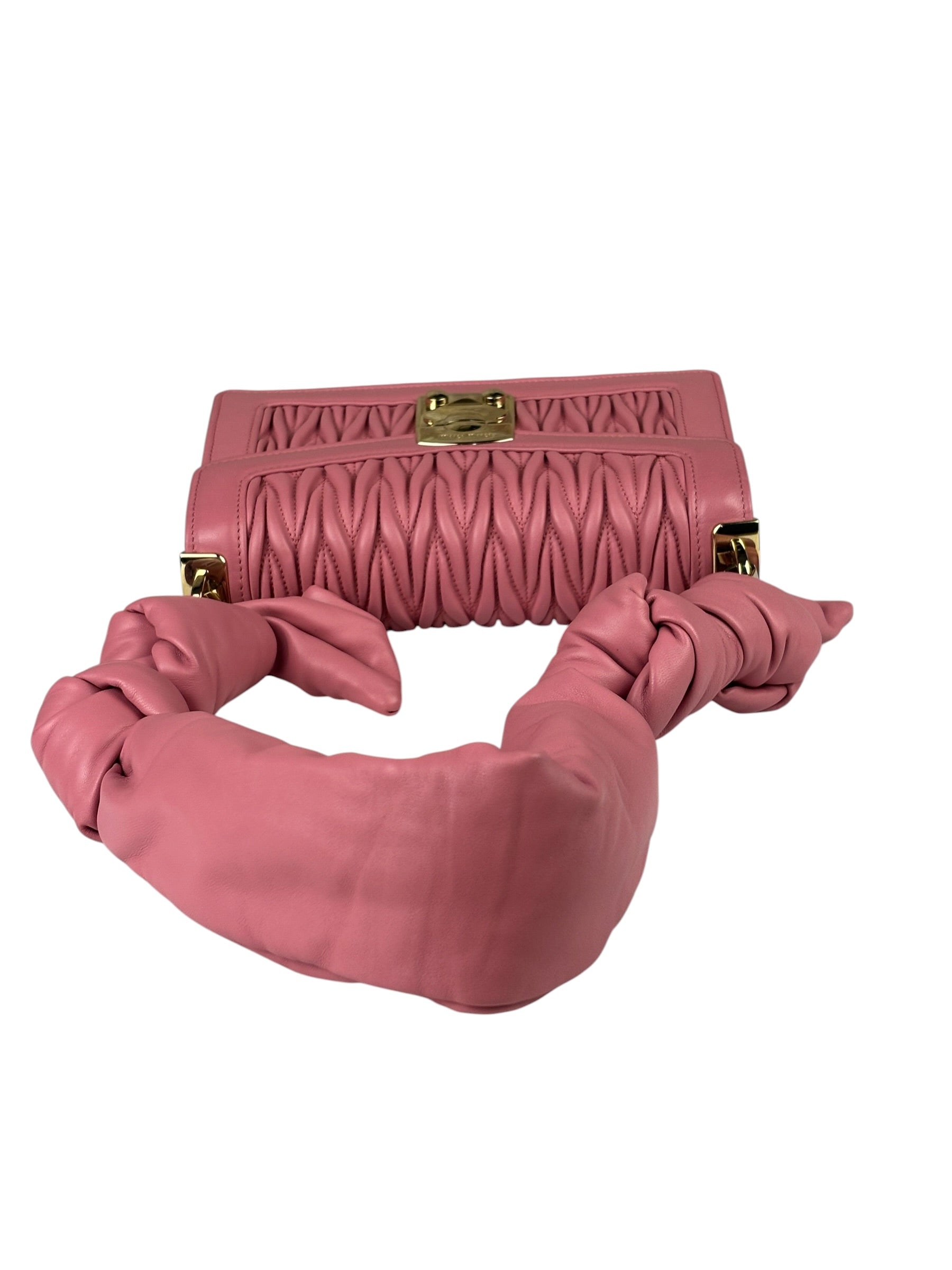 Miu Miu Pink Confidential Nappa Matelassè Leather Shoulder Bag