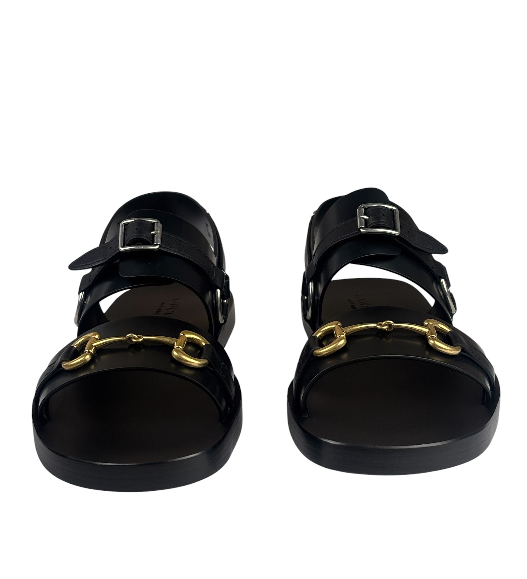 Gucci Black Cordovan Horsebit Sandals