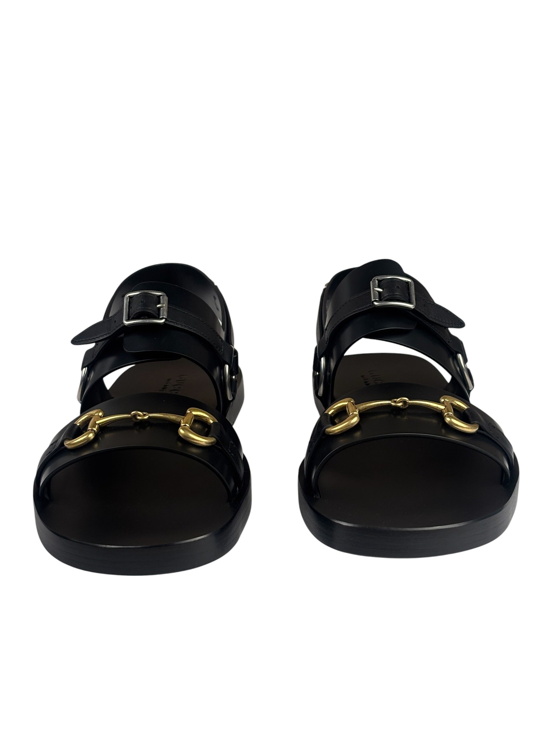 Gucci Black Cordovan Horsebit Sandals