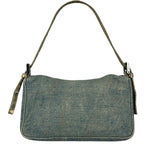 Fendi Denim/Snakeskin Trim Mini Baguette