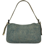 Fendi Denim/Snakeskin Trim Mini Baguette