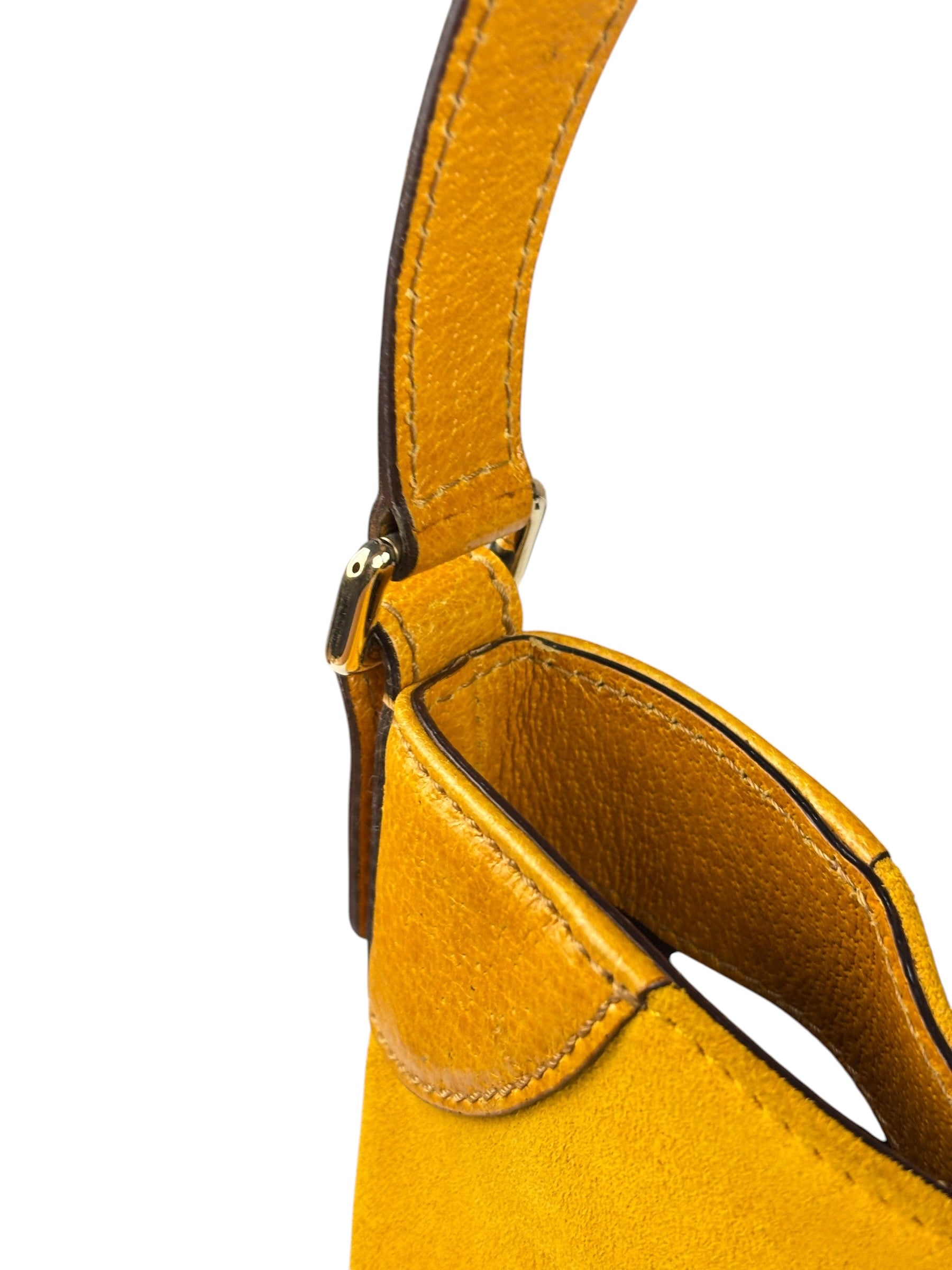 Gucci Mustard Yellow Suede/Leather Trim Hasler Horsebit Hobo Bag