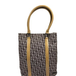 Christian Dior Brown Leather Trim Canvas Trotter Tote