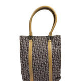 Christian Dior Brown Leather Trim Canvas Trotter Tote