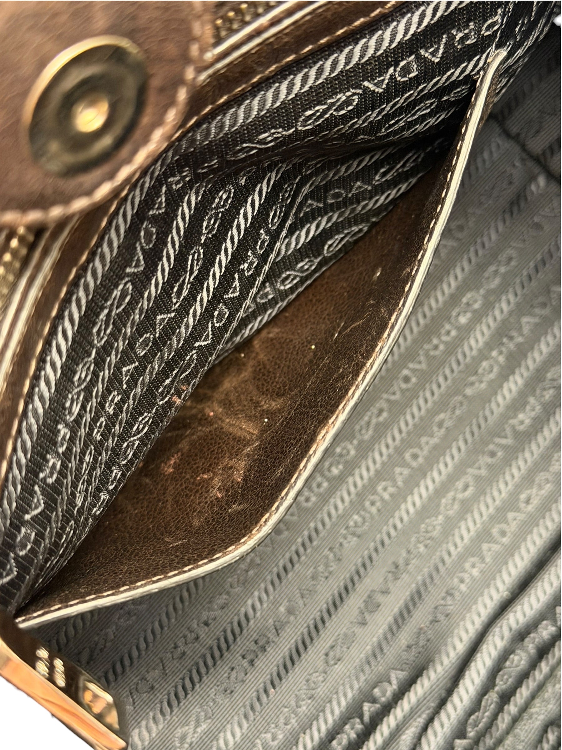 Prada Dark Brown Calf Leather Glace Twin-Pocket Tote