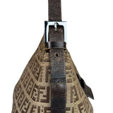 Fendi Brown Leather Trim Zucca Mamma Baguette