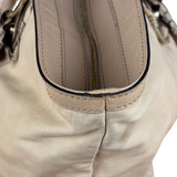 Gucci Vintage Beige Leather Ruched Handle Tote