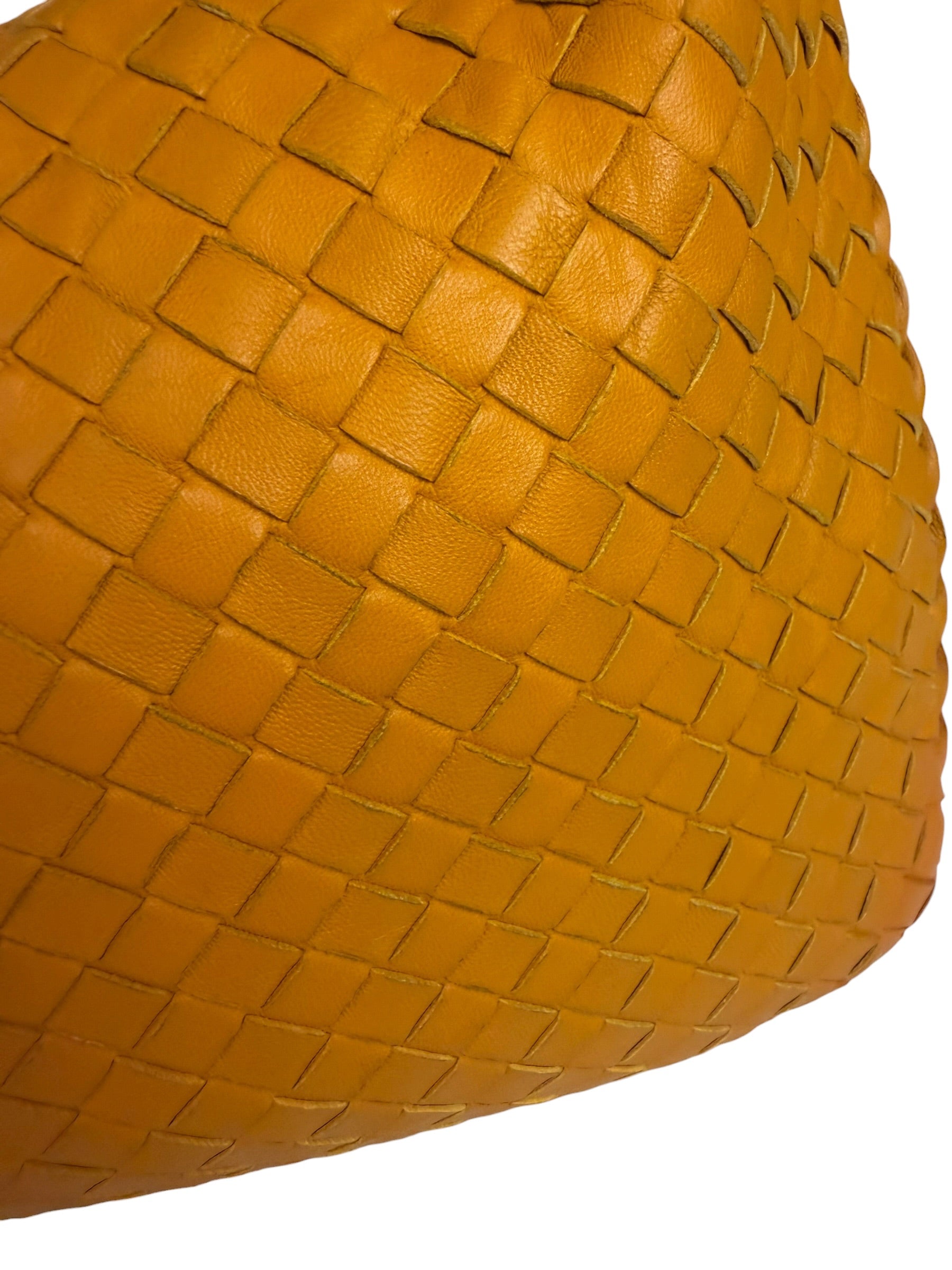 Bottega Veneta Orange Leather Intercciato Hobo Bag