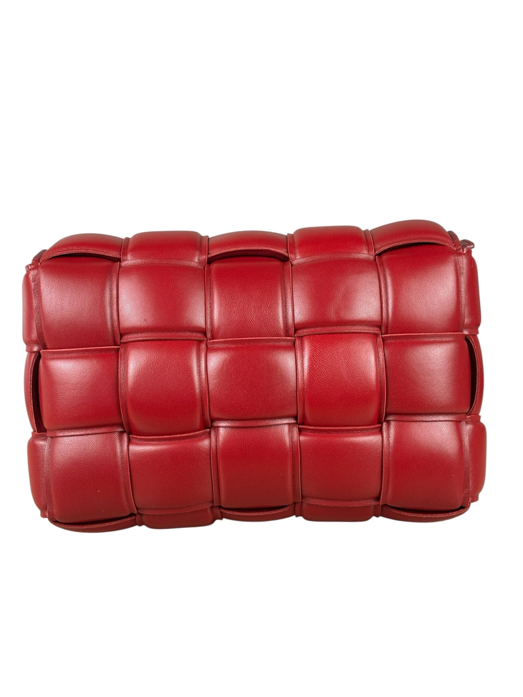 Bottega Veneta Red Intrecciato Padded Cassette Flap Bag