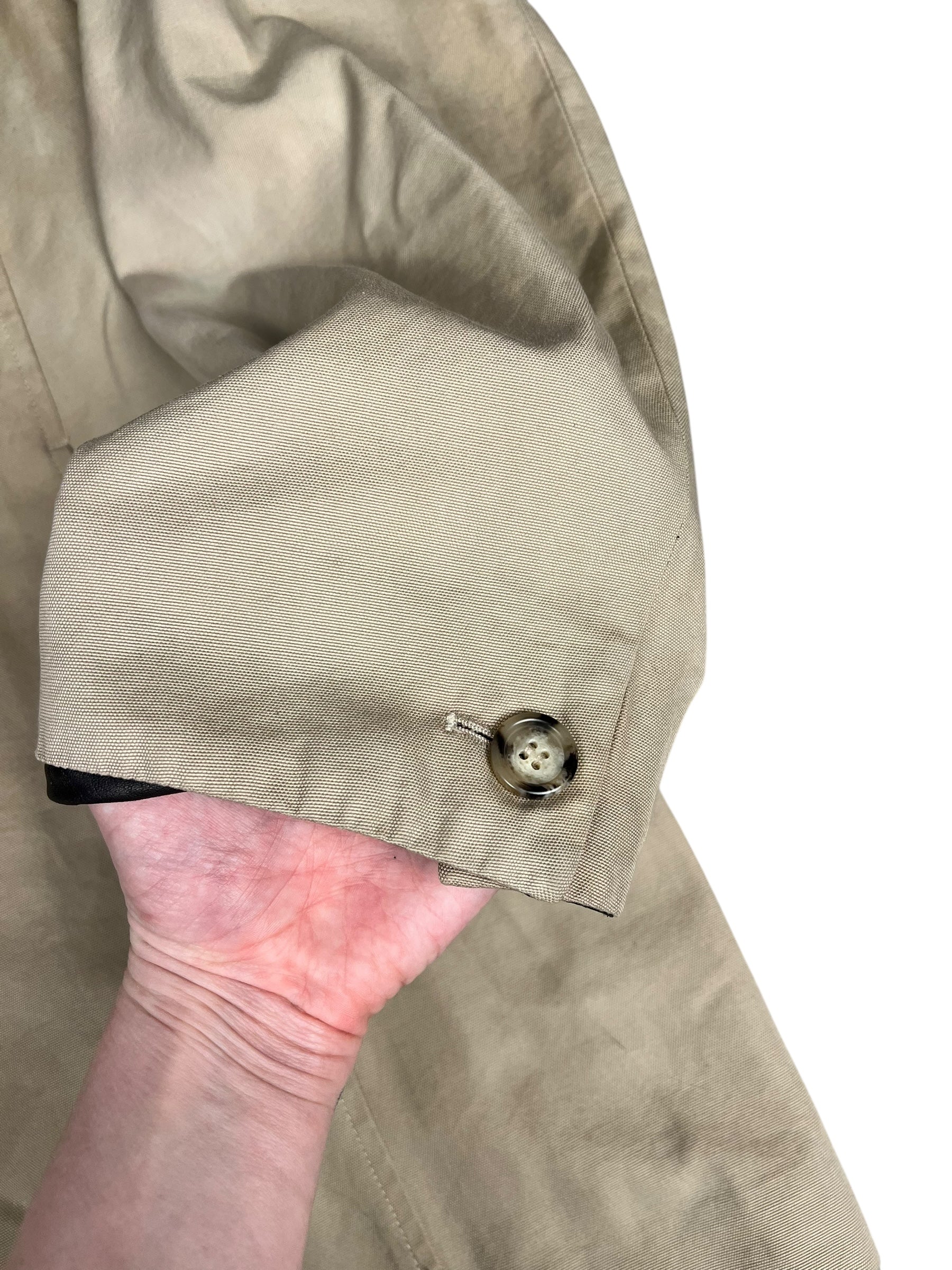 Prada Khaki Button Down Jacket Leather Lining