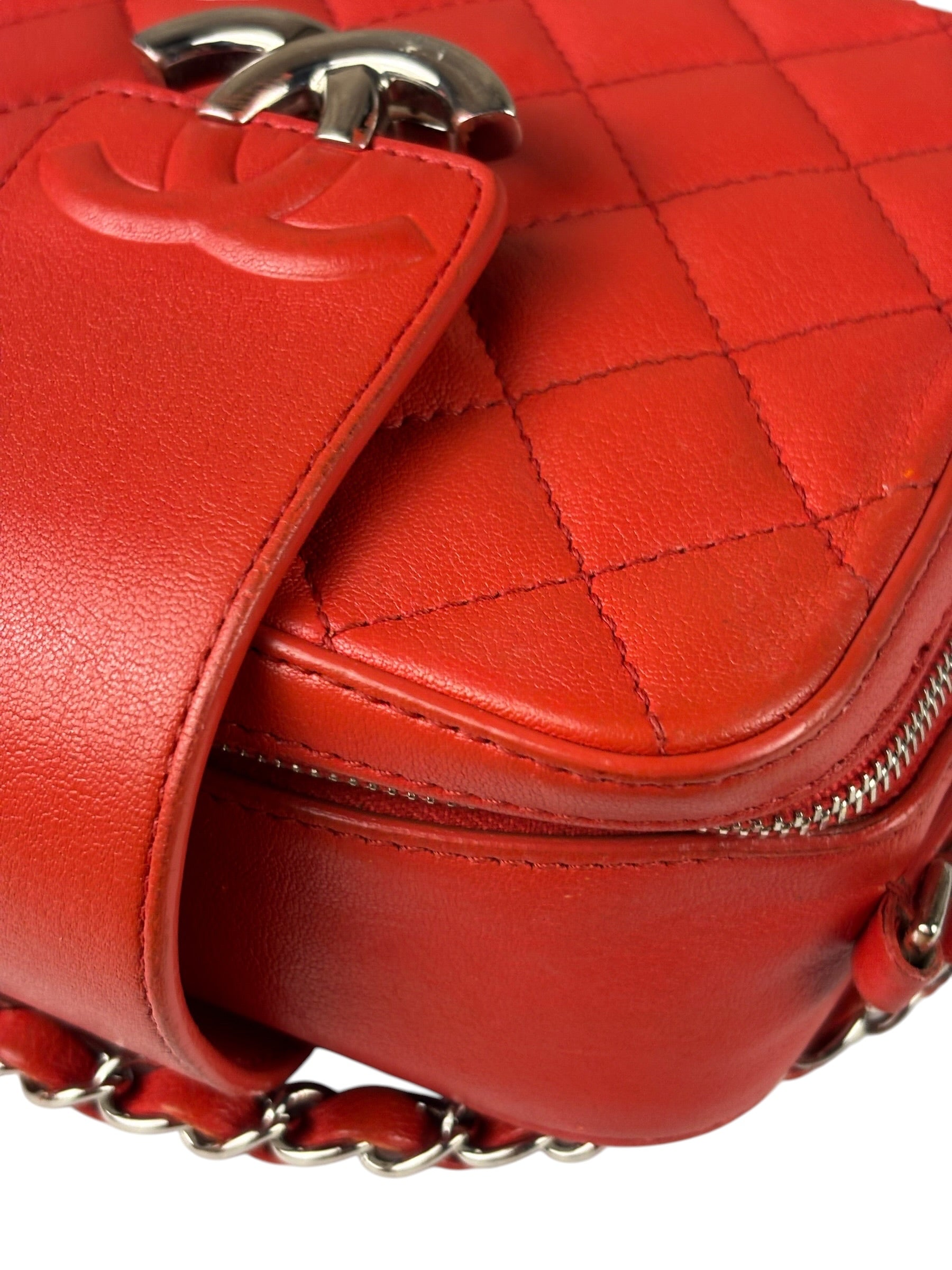 Chanel Red Quilted Lambskin Nano CC Box Camera Bag 2018