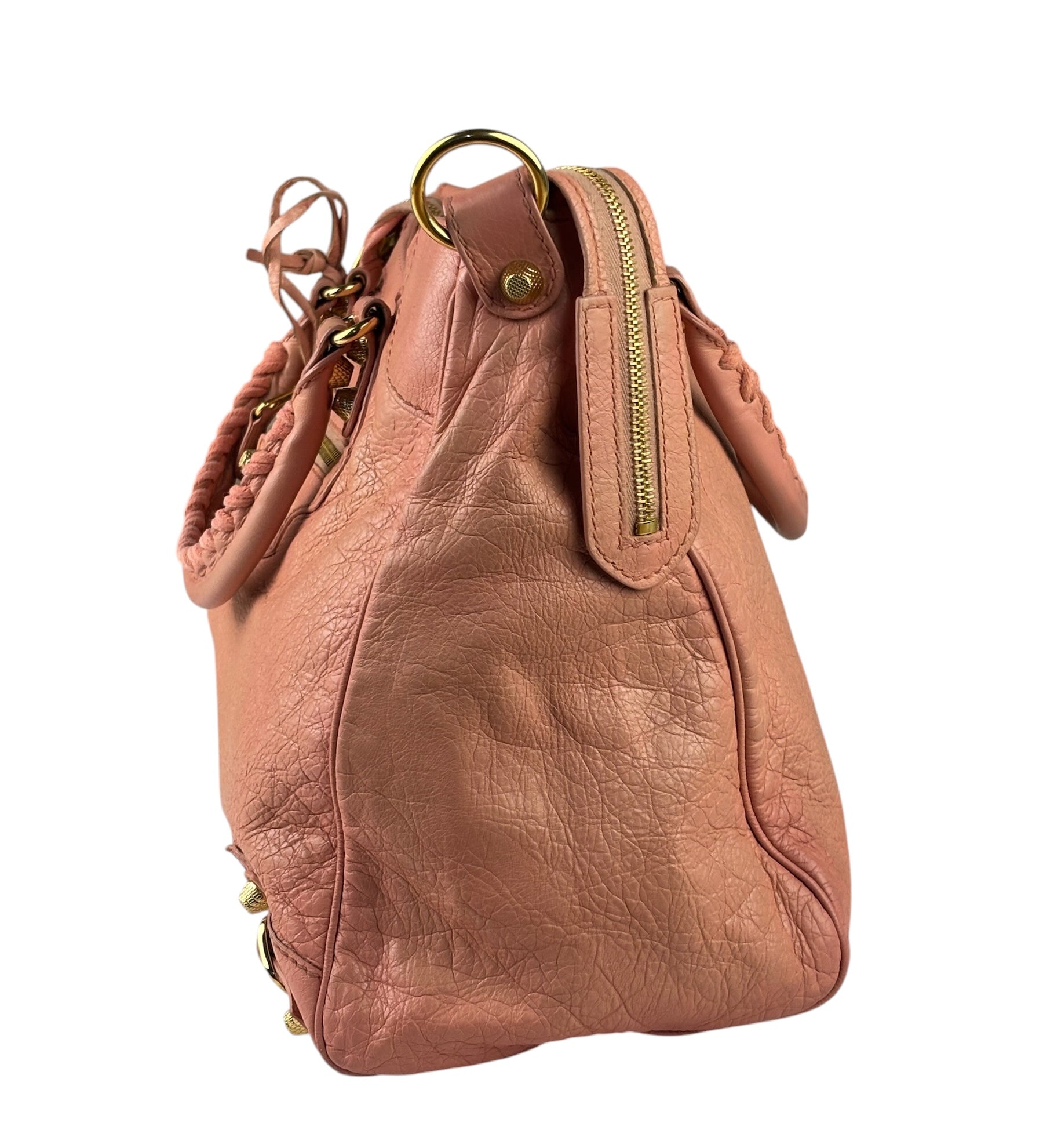 Balenciaga Light Pink Leather Classic Moto City Bag