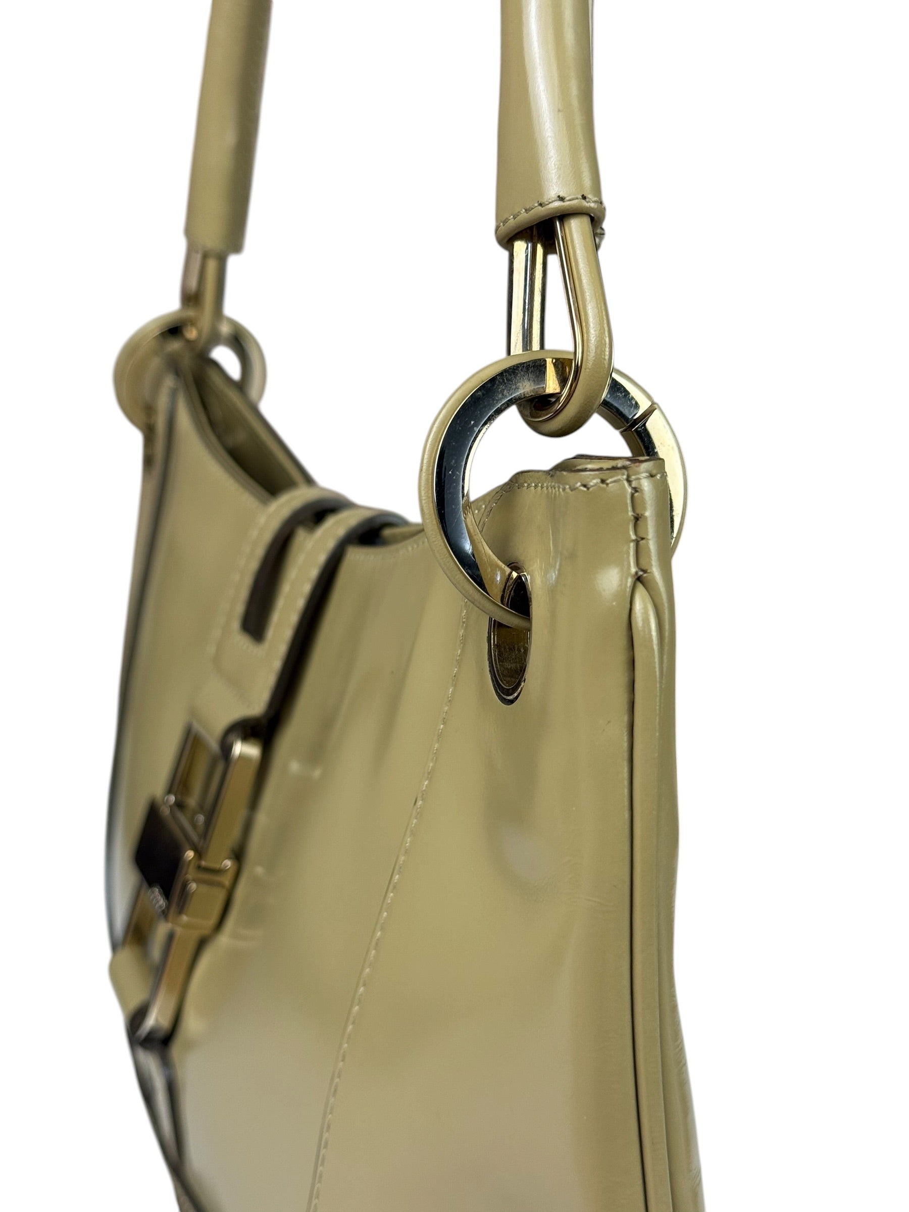 Gucci Vintage Beige Patent Leather Lady Lock Jackie Shoulder Bag