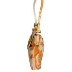 Fendi Orange Leather Trim/Satin Swirl Print Mini Baguette