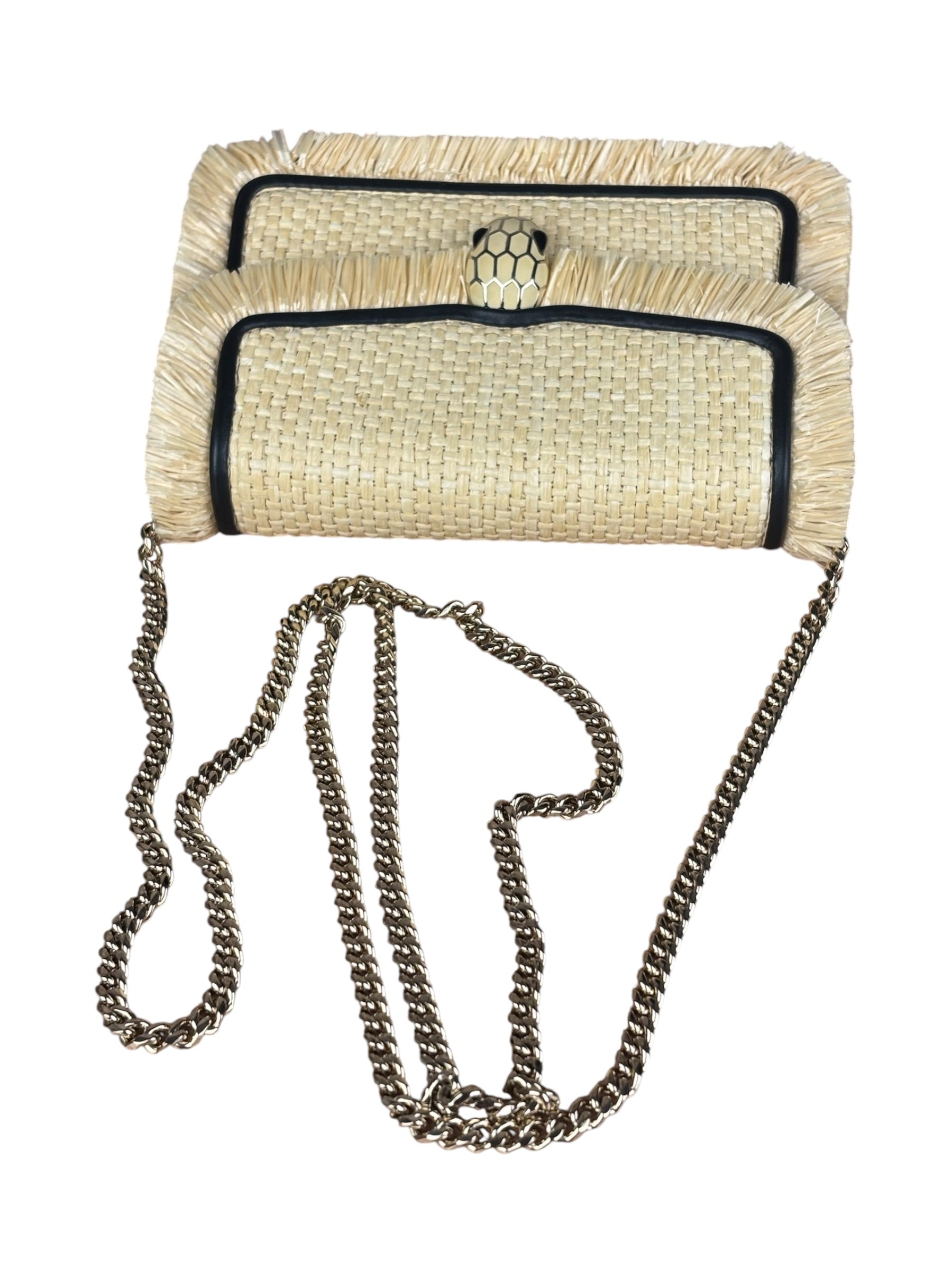 Bvlgari Serpenti Forever Mini Raffia Bag Beige