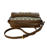 Gucci Brown Leather GG Horsebit Camera Bag 1955