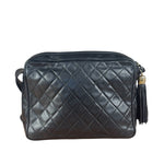Chanel Vintage Black Quilted Leather Camera Crossbody Bag 1992
