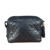 Chanel Vintage Black Quilted Leather Camera Crossbody Bag 1992